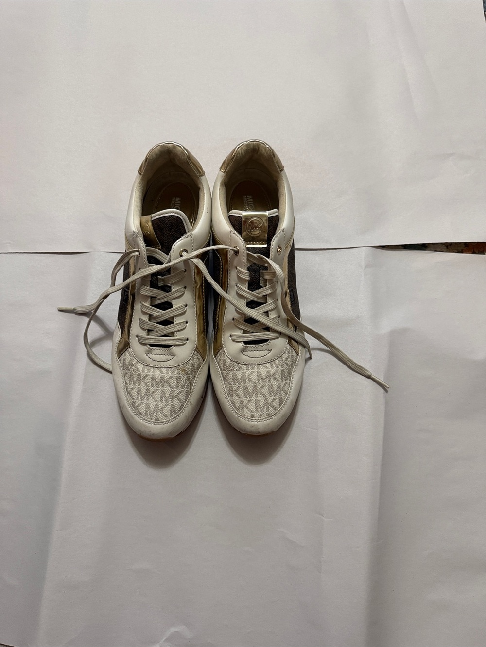 Michael Kors Cream, Gold and Brown Low-Top Sneakers